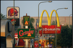 picture of an area with a lot of fast food restaurants